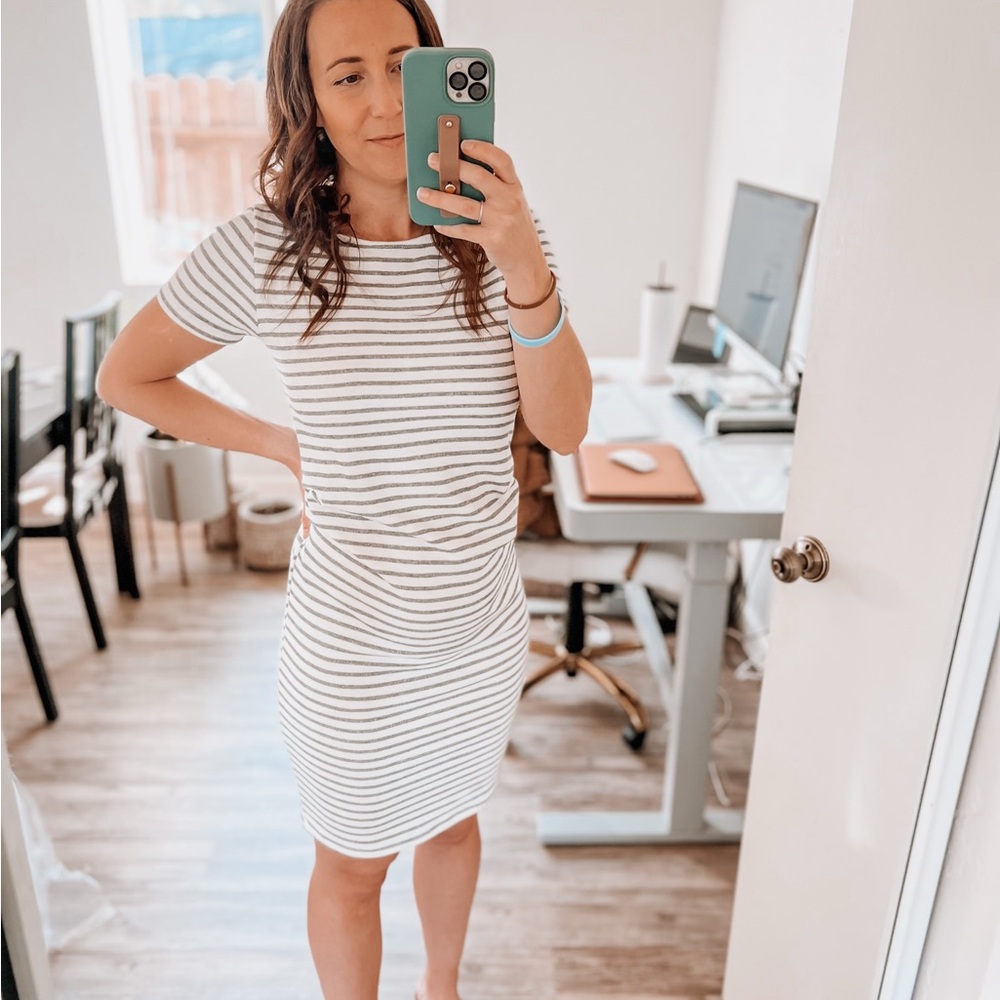 Pinkblush White and Gray Striped Mini Dress